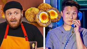 Seafood Scotch Egg vs Basque Cheesecake